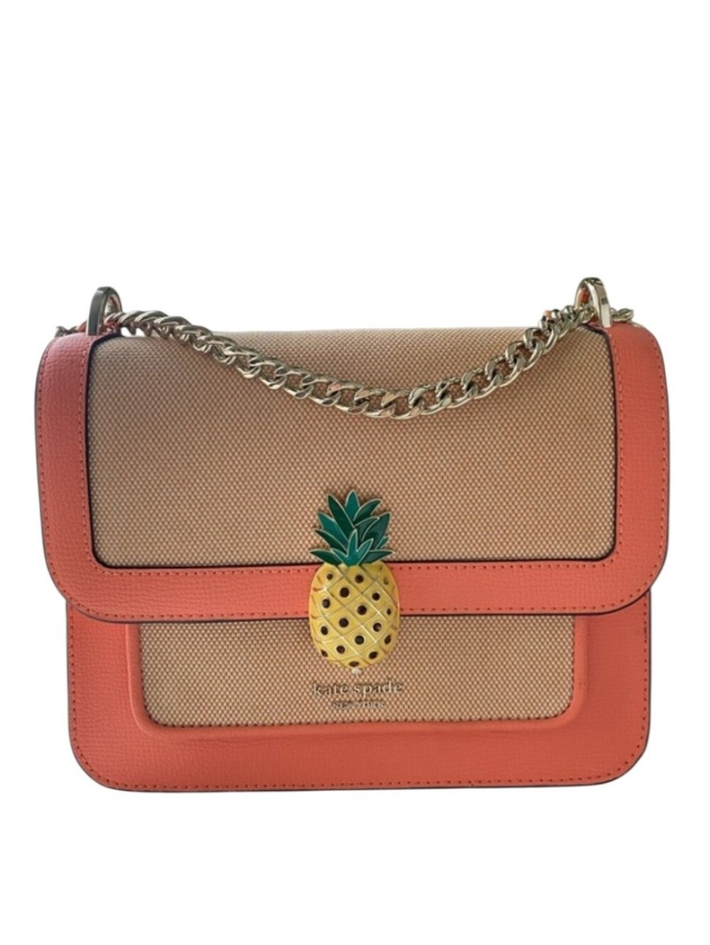 kate spade Coral Trim Canvas Shoulder Bag with Pineapple Accent